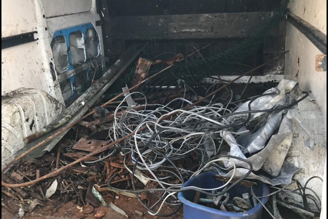 Waste materials found in Mochan's van Waste materials found in Mochan's van