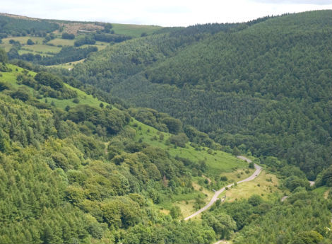 Cwmcarn forest drive aerial view Cwmcarn forest drive aerial view