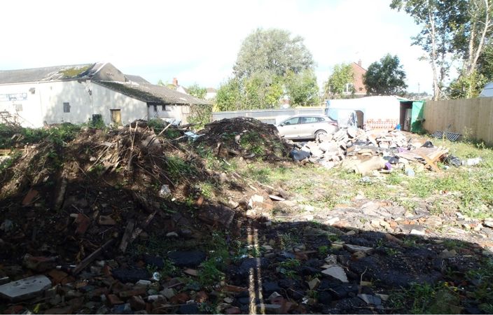 A mixed pile of waste at a property in Caerleon A mixed pile of waste at a property in Caerleon