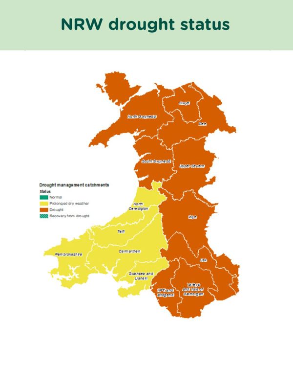 Map showing NRW drought status