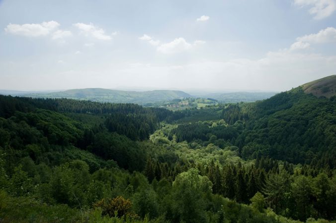 Cwm Rhaeadr Forest towards Mynydd Du in the Brecon Beacons Cwm Rhaeadr Forest towards Mynydd Du in the Brecon Beacons