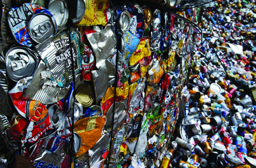 a bale of cans ready for the blast furnace