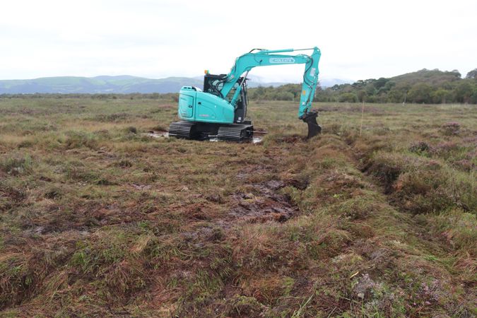 Bunding work starts at Cors Fochno raised bog near Borth in Ceredigion Bunding work starts at Cors Fochno raised bog near Borth in Ceredigion