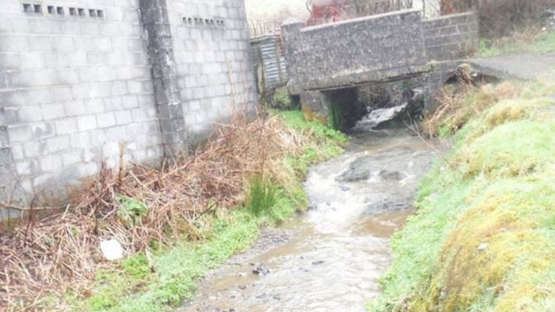 Effluent from Lanfryn on the river Effluent from Lanfryn on the river
