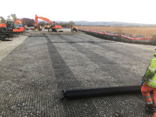 Geocell being laid