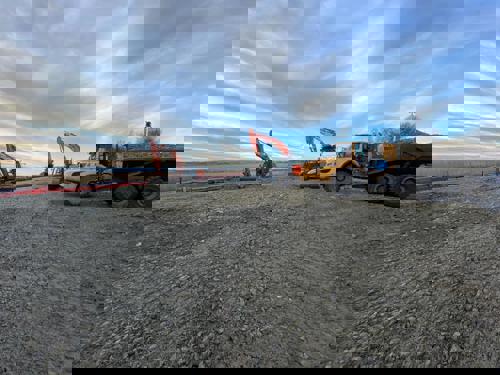 Diggers and dumper truck on the site