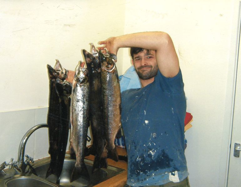 Emlyn Rees holding illegally caught sea trout Emlyn Rees holding illegally caught sea trout