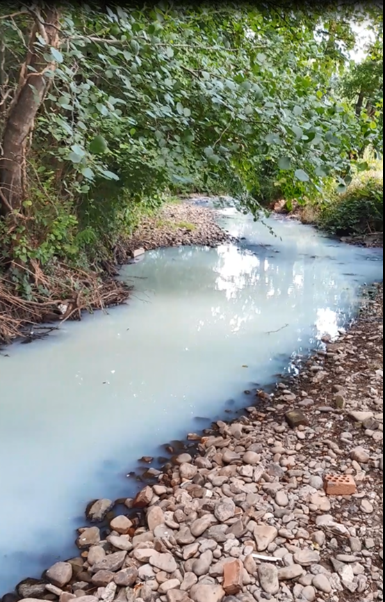 Dŵr anffafriol yn afon Nant yr Aber, Caerffili Dŵr anffafriol yn afon Nant yr Aber, Caerffili