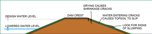 Cross section of earth embankment dam