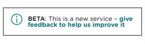 Screenshot of link asking users to give feedback