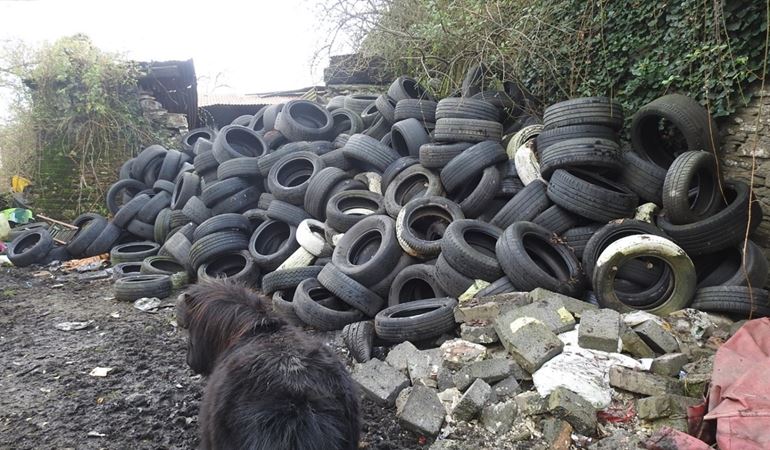 pile of dumped tyres