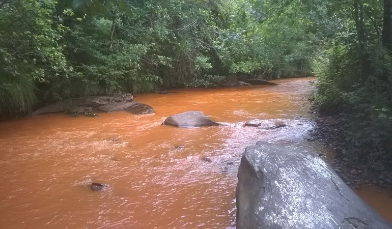 Polluted river on the Afon Pelenna and Afon Afan Polluted river on the Afon Pelenna and Afon Afan