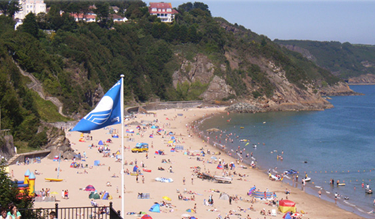 A blue flag beach