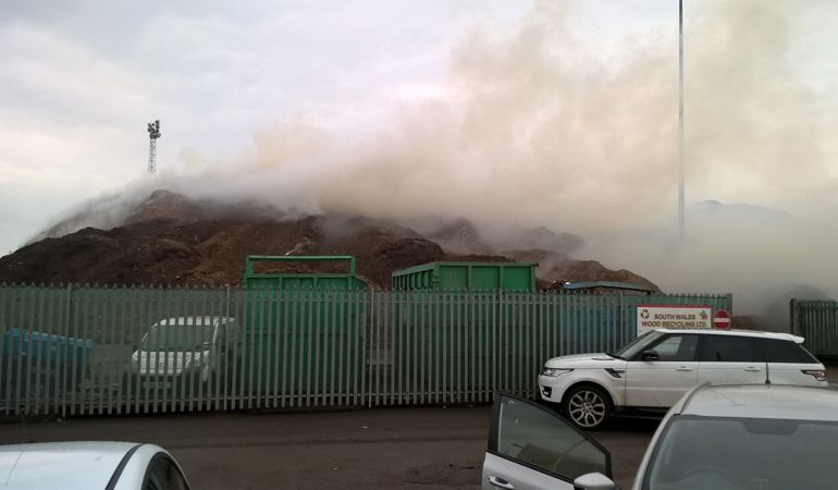 Newport wood recycling facility that is smoking Newport wood recycling facility that is smoking