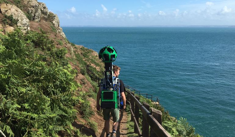 NRW staff member using a Street View Trekker NRW staff member using a Street View Trekker