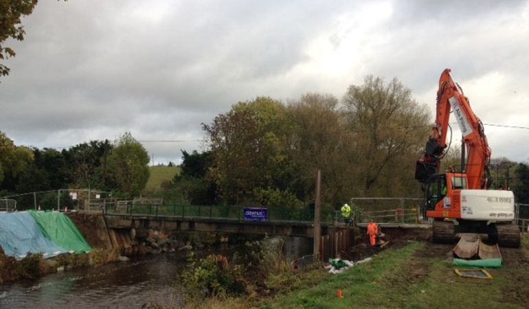 Construction on a river at St Asaph Construction on a river at St Asaph