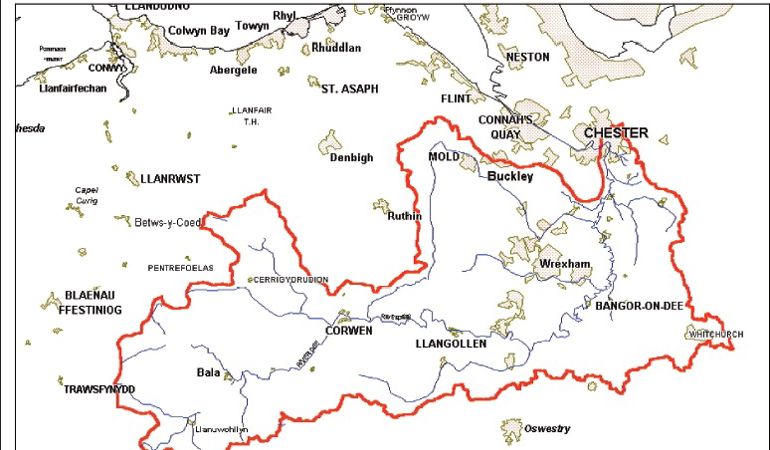 Map of the river Dee water protection zone area Map of the river Dee water protection zone area