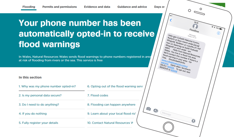 Your phone number has been automatically opted-in to receive flood warnings Your phone number has been automatically opted-in to receive flood warnings