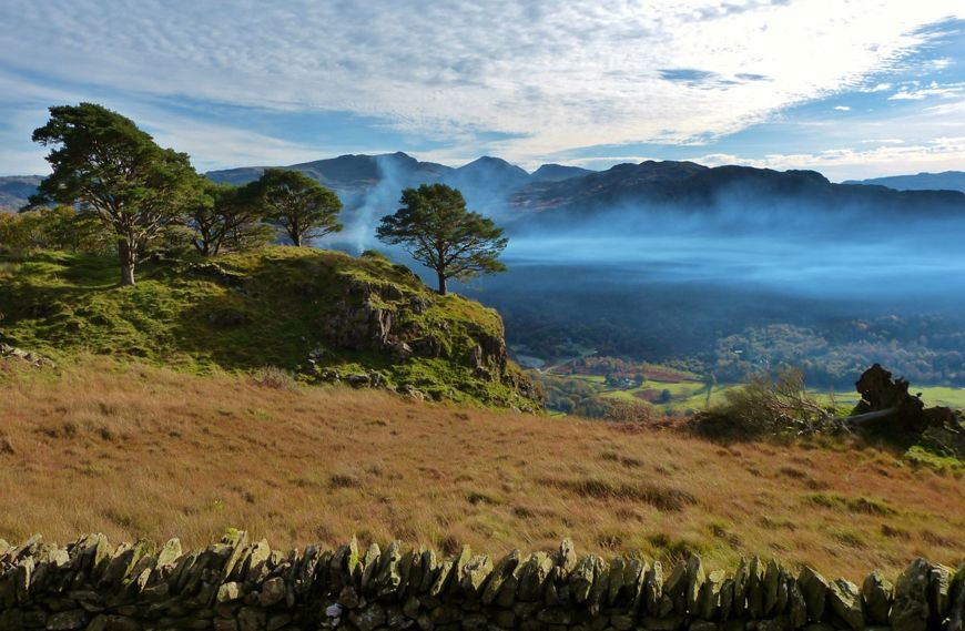 North west Wales mountain scenery, looking over stone wall North west Wales mountain scenery, looking over stone wall