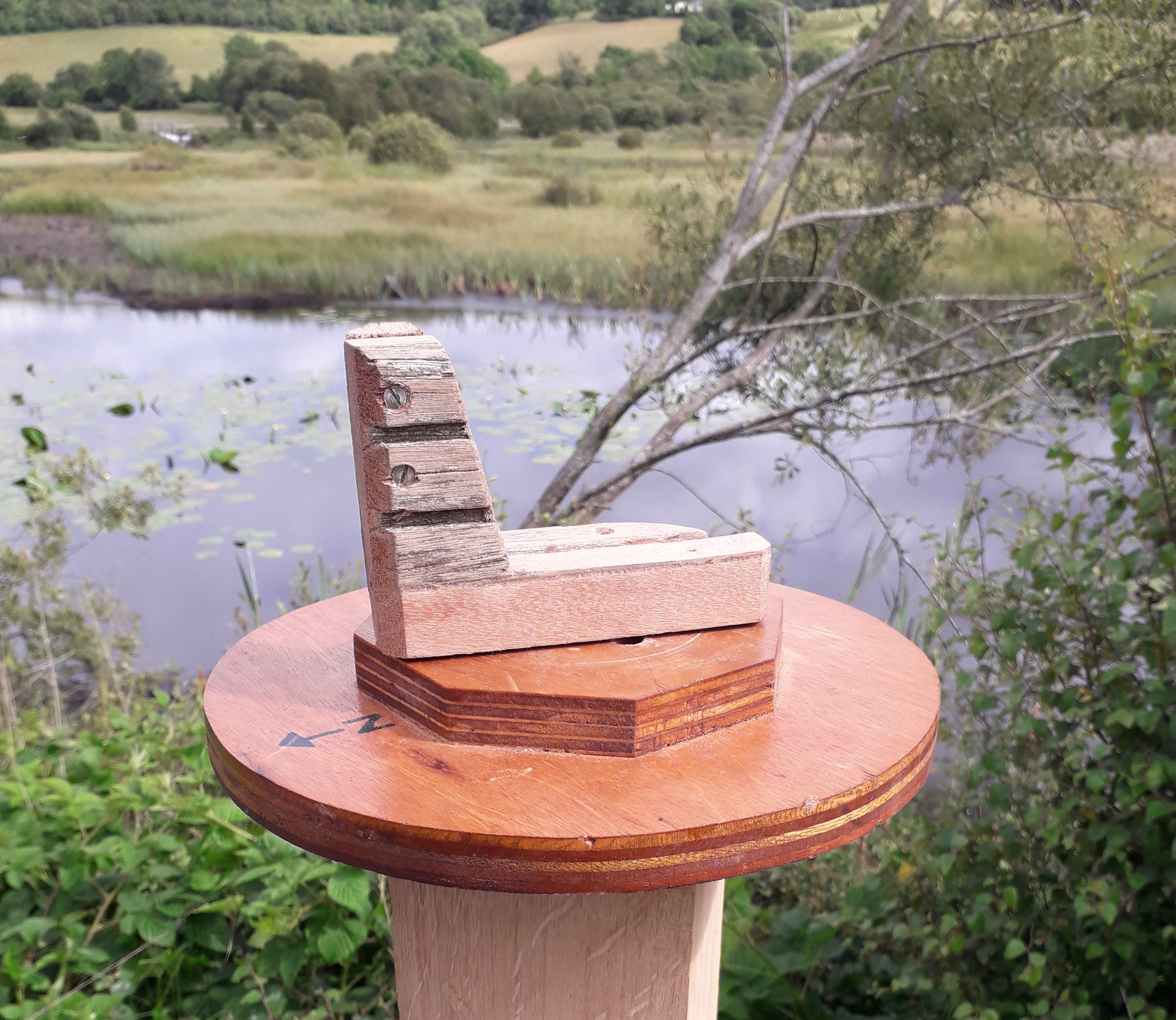 Picture Post on Cors Caron National Nature Reserve. You can place your camera or phone in the wooden frame and take a picture of the landscape.