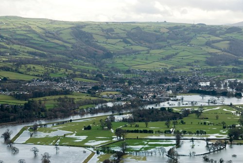View of Conwy Valley during flood