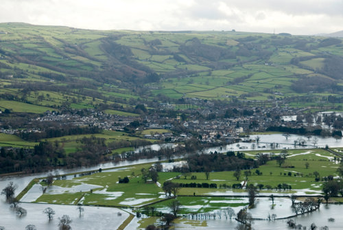 View of Conwy Valley during flood