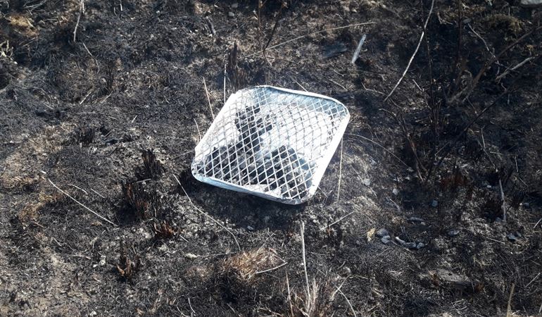 The disposable barbecue that started a fire at Bryn Forest near Hafod Farm in the Afan Valley.