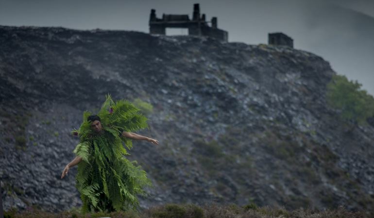 Man dressed as a tree - image from Egin International climate change residency.