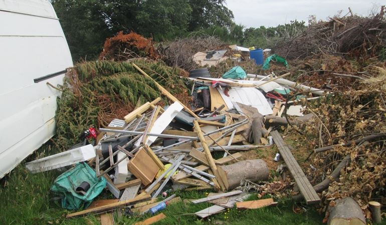 Illegal waste dumped at a site in Colwyn Bay