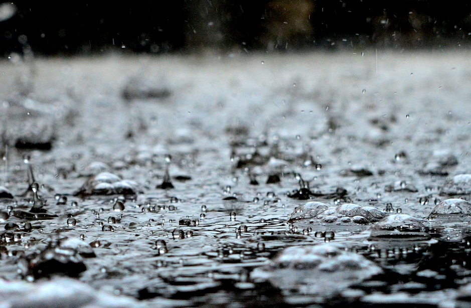 Rain splashing on the ground