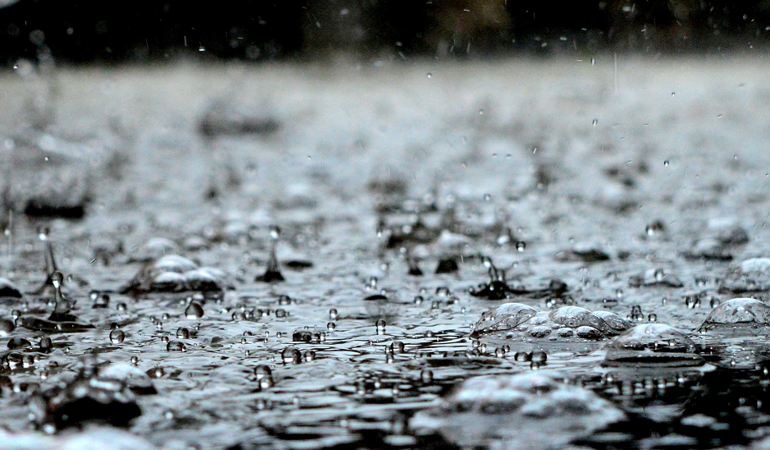 Rain splashing on the ground