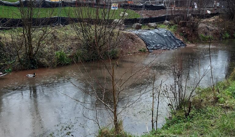Silty water at the Taylor Wimpey development site in Sebastopol 