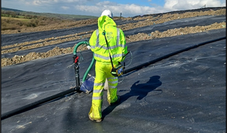 NRW regulatory officer inspecting at Withyhedge Landfill