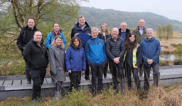 Cabinet Secretary for Climate Change and Rural Affairs, Huw Irranca-Davies MS and Sir David Henshaw, Chair of NRW were joined by colleagues from the Welsh Government, NRW, Ofwat and Dŵr Cymru, on a visit to the Teifi catchment.