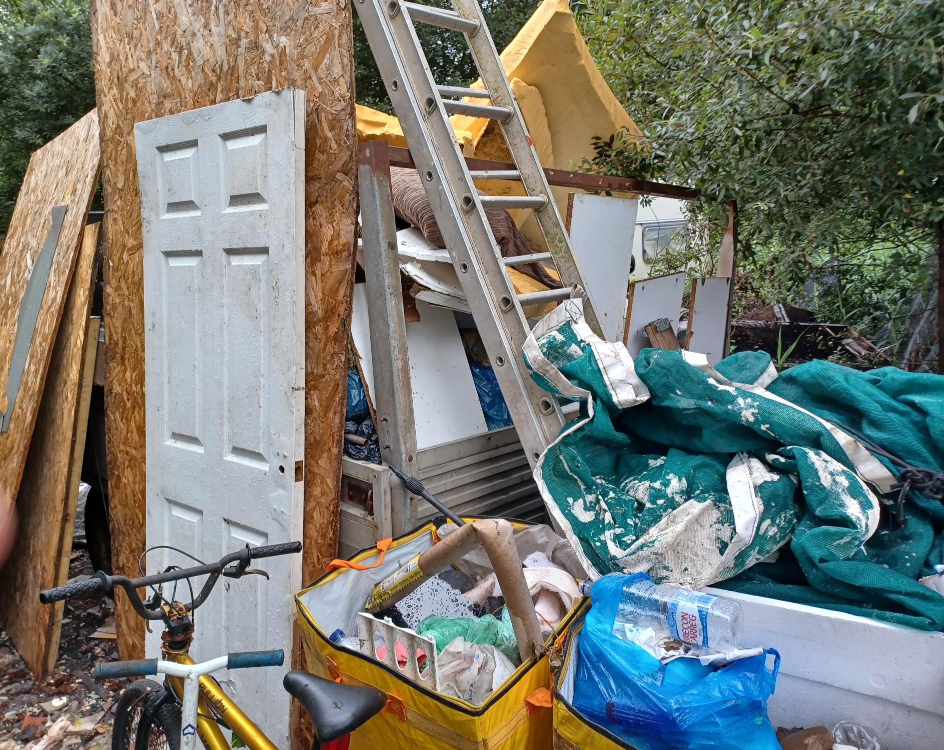 Illegally dumped waste at Erw Las, Llwynhendy, near Llanelli