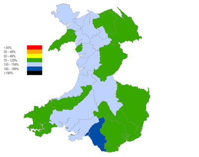 Glawiad misol - o gymharu â’r cyfartaledd hirdymor - Mehefin 2025