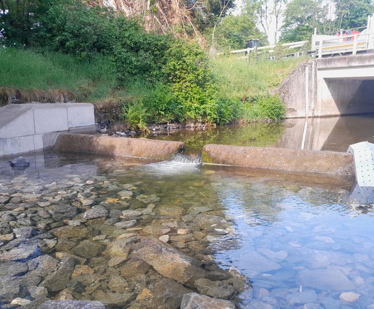 The weir after the work on the Llanwrda Dulais The weir after the work on the Llanwrda Dulais