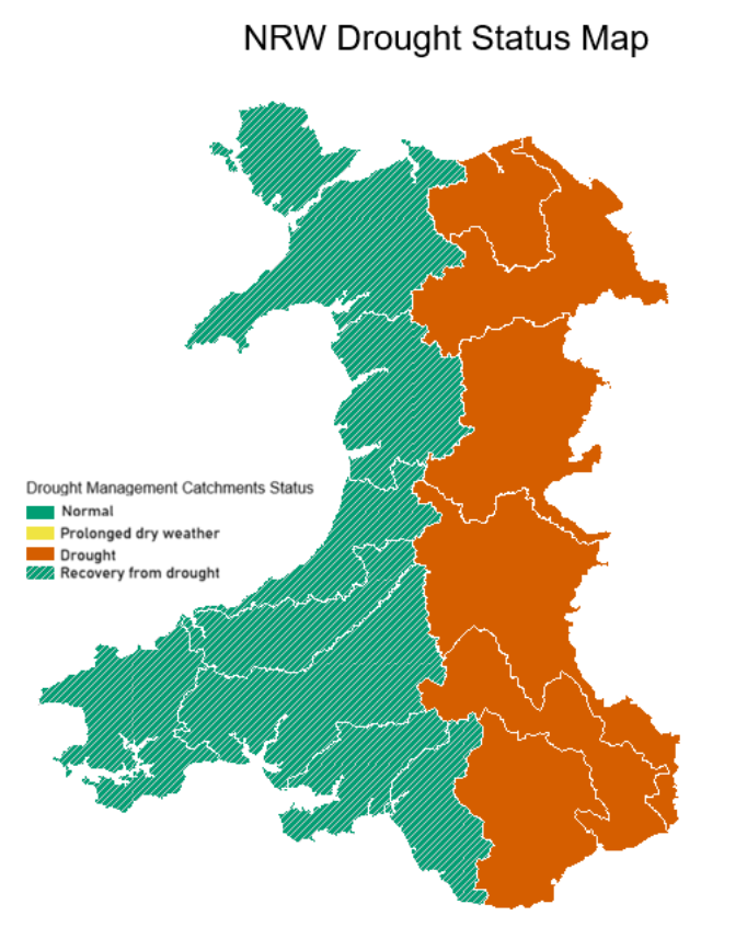 Drought status map - recovery from drought