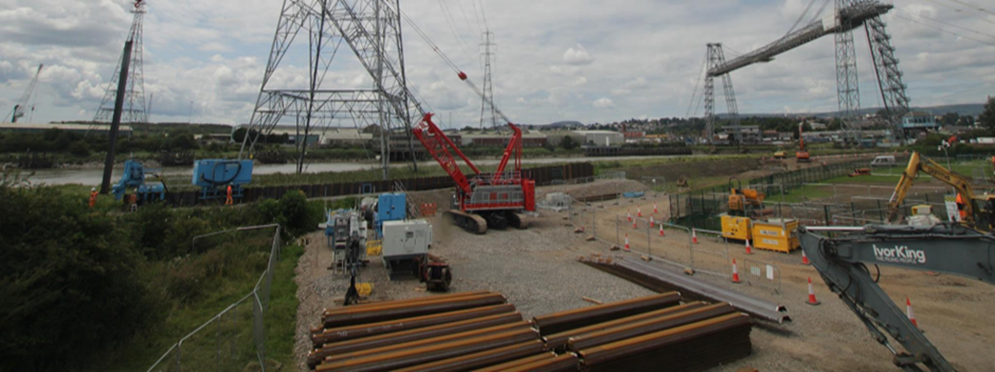 Photo showing the construction of the Stephenson Street flood defence