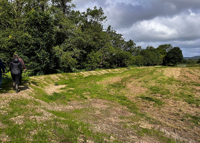 Photo showing unpermitted earth embankment along the river Rhyd Hir 